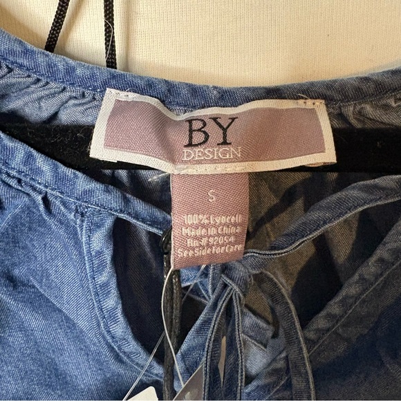 By Design Blue Lyocell Peasant Top - Picture 4 of 6